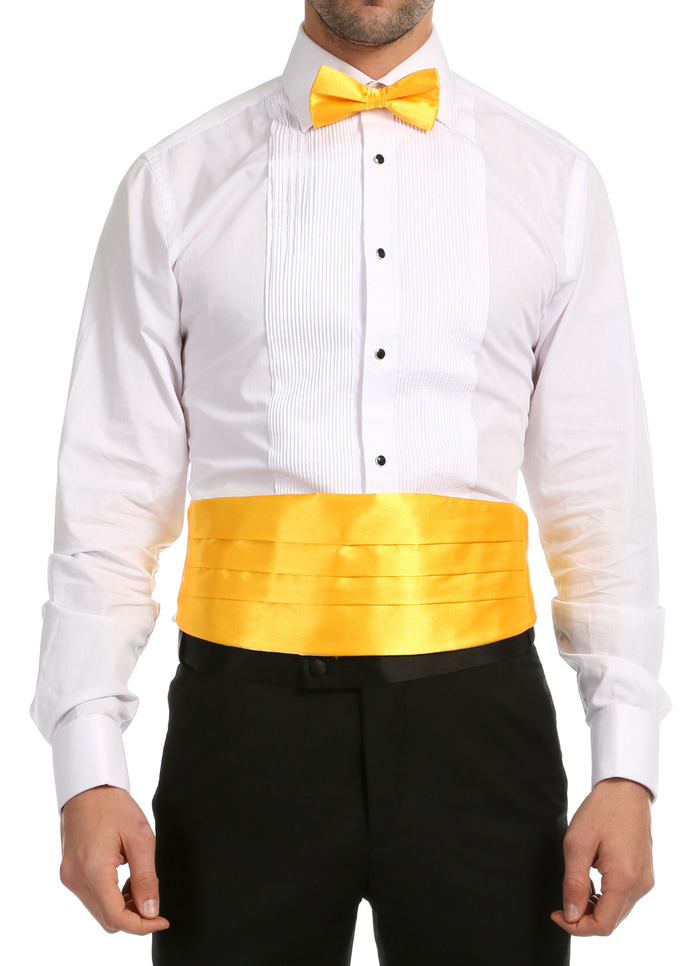 Satine Yellow Bow Tie & Cummerbund Set