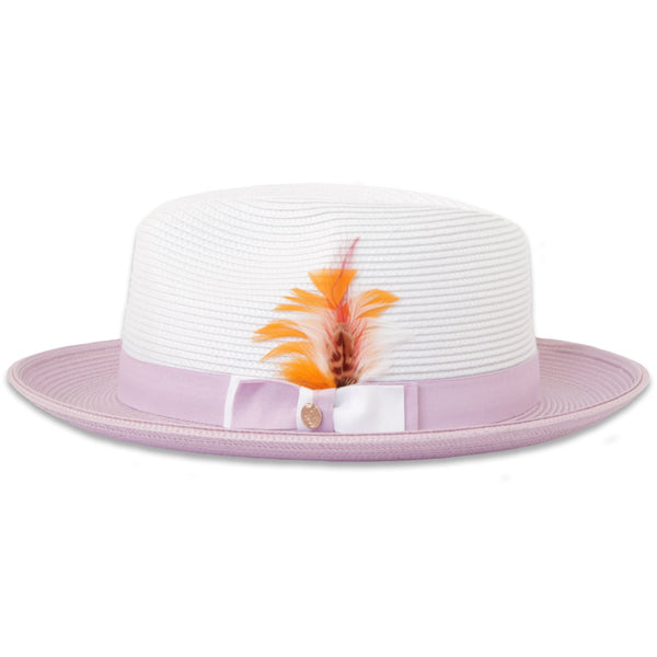 Tapa Crushable Straw Hat Fedora in Two Tone Lavender-White