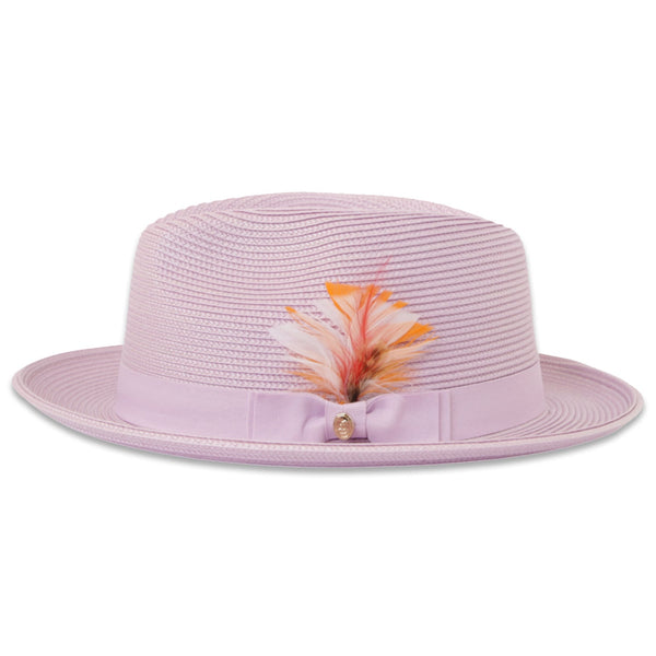 Tapa Crushable Straw Hat Fedora in Lavender