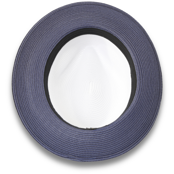 Tapa Crushable Straw Hat Fedora in Two Tone Navy-White