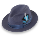 Tapa Crushable Straw Hat Fedora in Navy