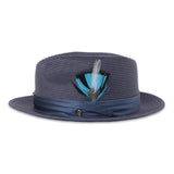 Tapa Crushable Straw Hat Fedora in Navy