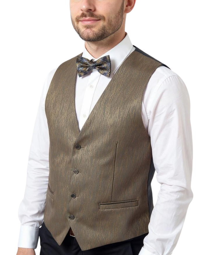 Ferrecci Mens PV200 - Brown with Black Back Adjustable Vest Set