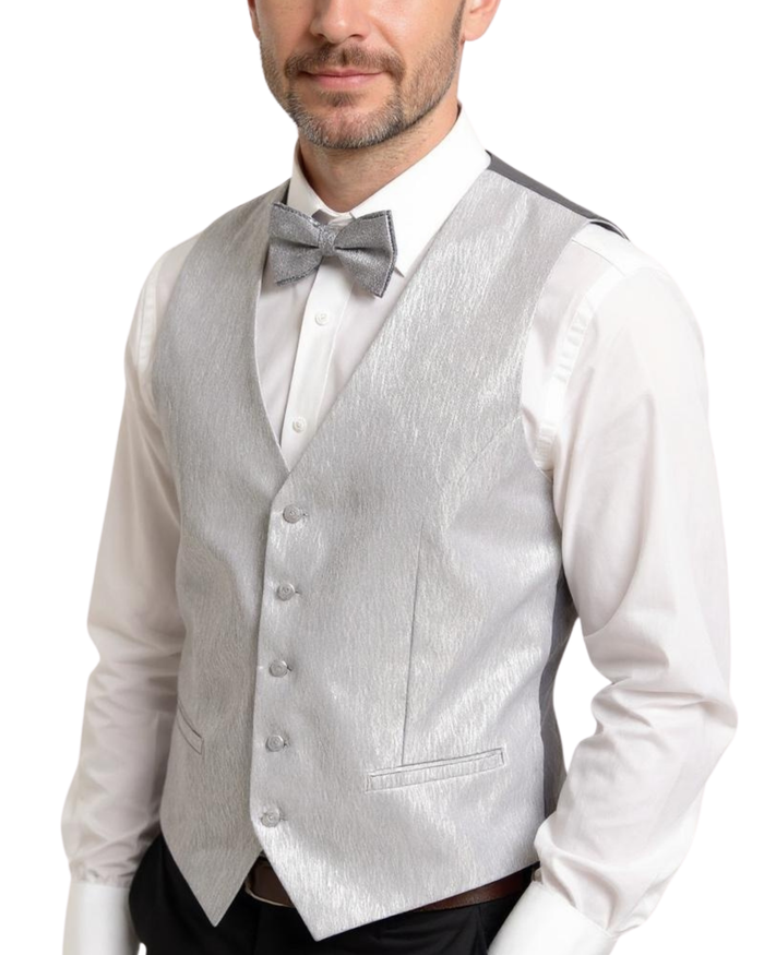 Ferrecci Mens PV200 - Silver with Black Back Adjustable Vest Set