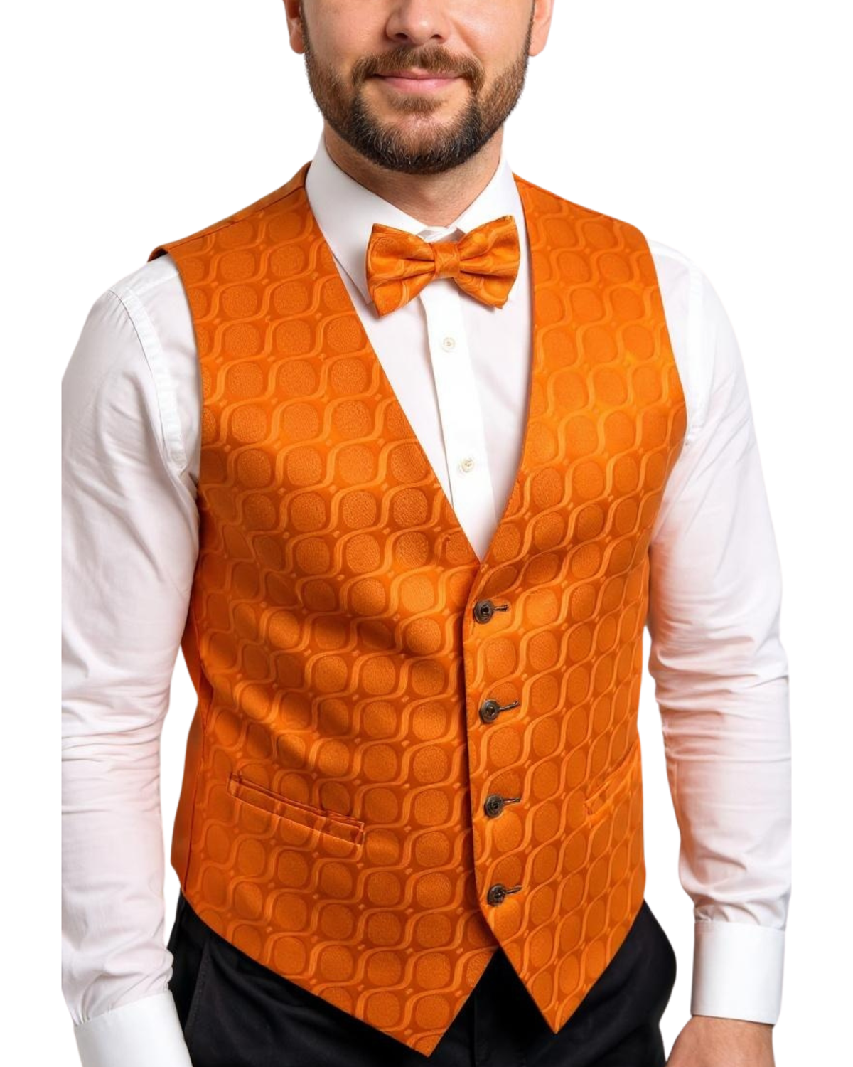Ferrecci Mens PV250 - Orange with Black Back Adjustable Vest Set