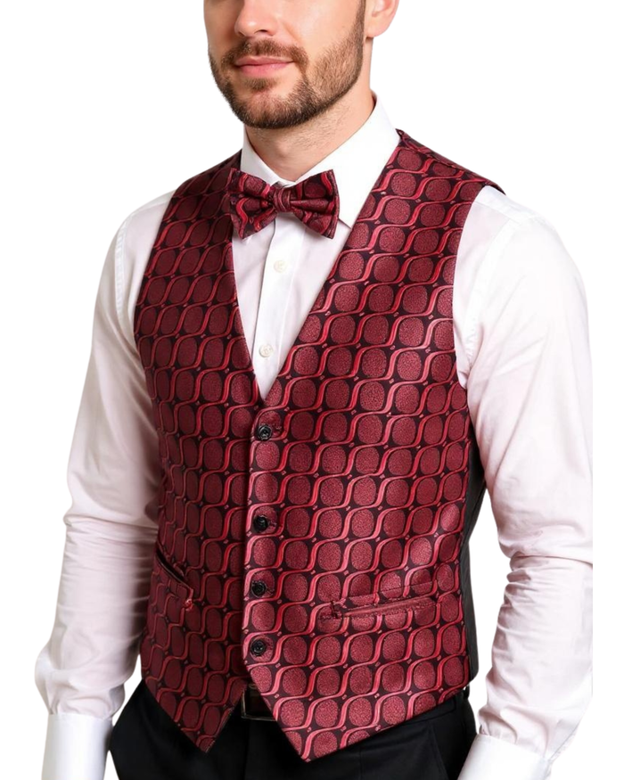 Ferrecci Mens PV250 - Red with Black Back Adjustable Vest Set