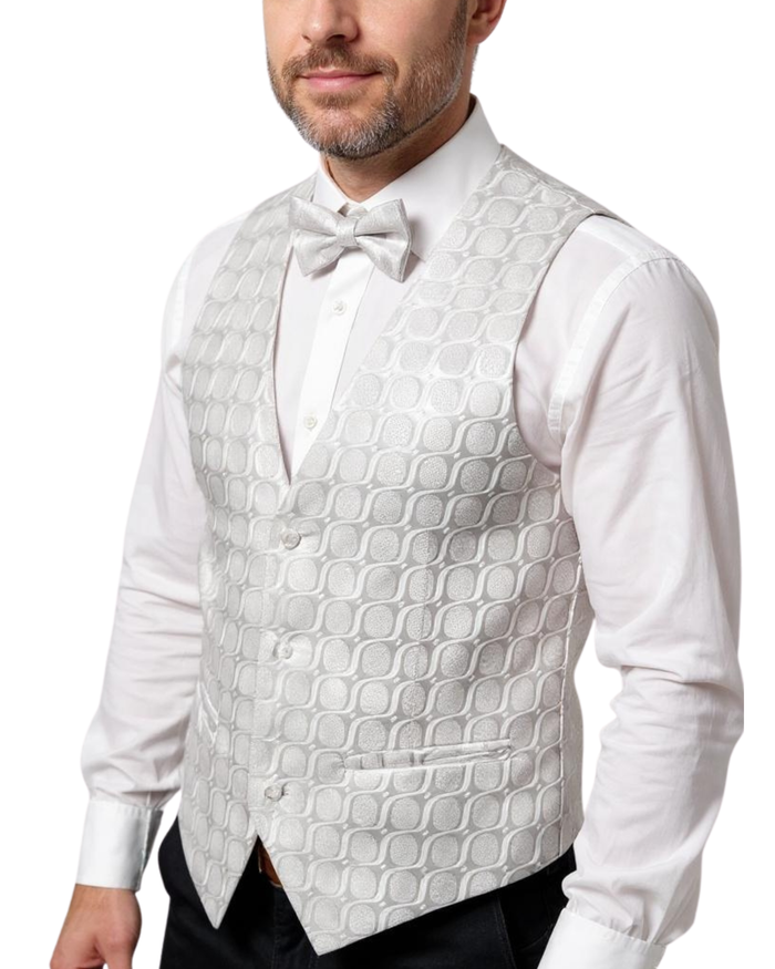 Ferrecci Mens PV250 - White with Black Back Adjustable Vest Set