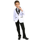 Ultimate Elegance: Boys White/Black Shawl Collar Tuxedo for Dapper Occasions