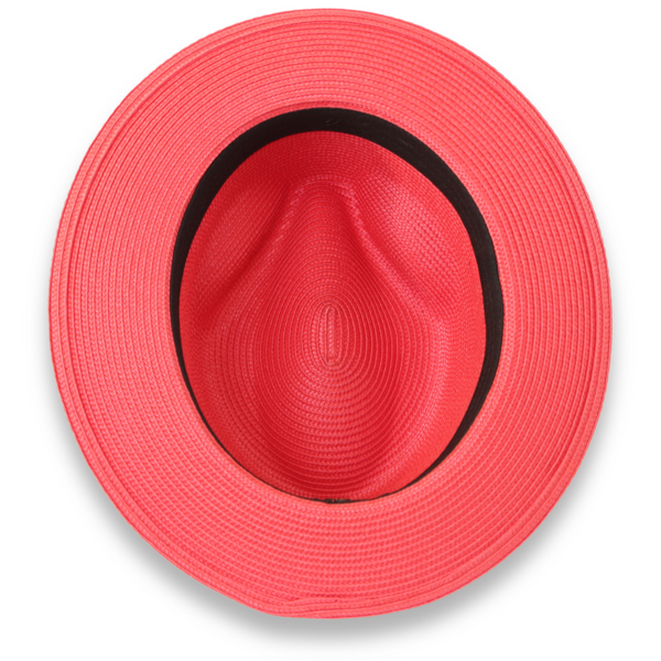 Tapa Crushable Straw Hat Fedora in Red