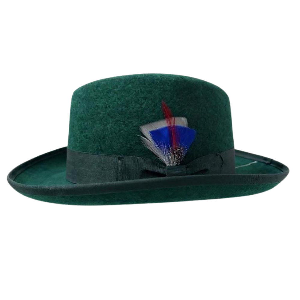 Ferrecci 100 % Wool Australian Firm Fur Felt Hunter Green Godfather Hat