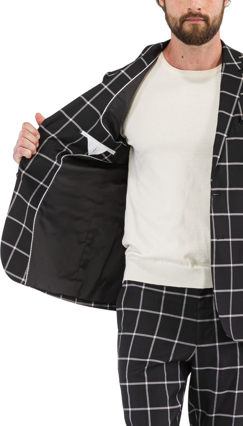 Harvy Black Mens 2 Button Slim Notch Lapel Suit