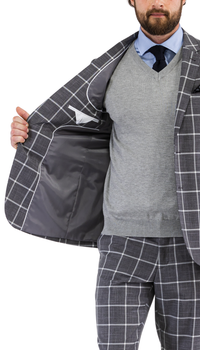 Harvy Grey Mens 2 Button Slim Notch Lapel Suit