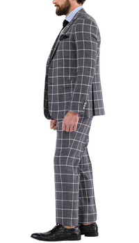 Harvy Grey Mens 2 Button Slim Notch Lapel Suit