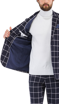 Harvy Navy Mens 2 Button Slim Notch Lapel Suit