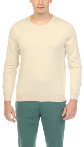 Sam Jacobi Men's Pullover Beige Knitted Sweater Crewneck Stylish Knitwear Long Sleeve Casual Slim Fit