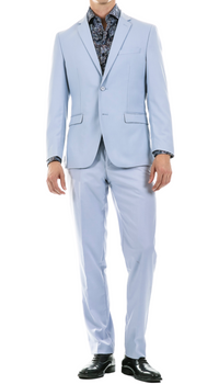 Oslo Sky Blue Slim Fit Notch Lapel 2 Piece Suit