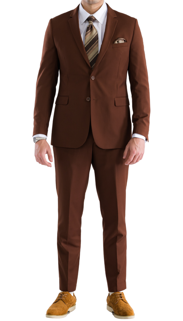 Oslo Brown Slim Fit Notch Lapel 2 Piece Suit