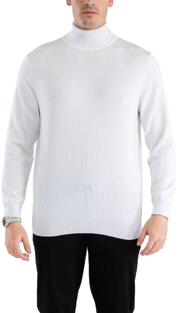 MENS WHITE PULLOVER TURTLENECK SWEATER