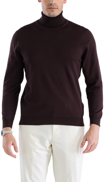 MENS BROWN PULLOVER TURTLENECK SWEATER