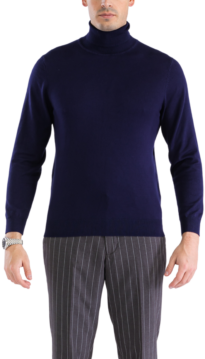 MENS NAVY PULLOVER TURTLENECK SWEATER