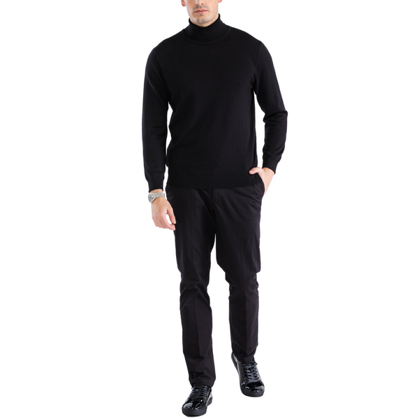 MENS BLACK PULLOVER TURTLENECK SWEATER