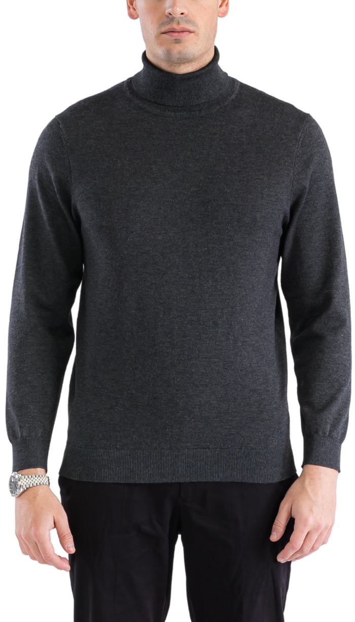 MENS CHARCOAL PULLOVER TURTLENECK SWEATER