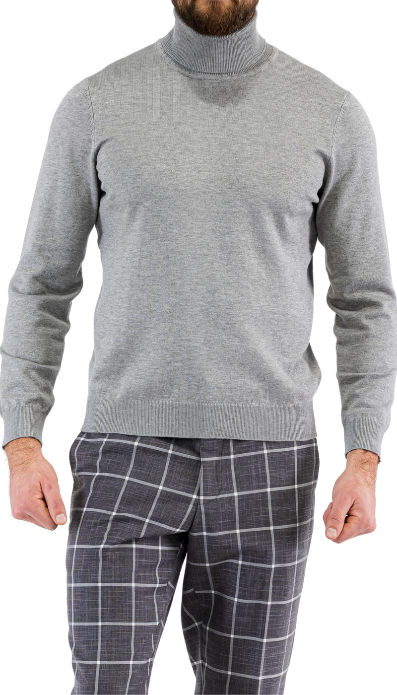 MENS GREY PULLOVER TURTLENECK SWEATER