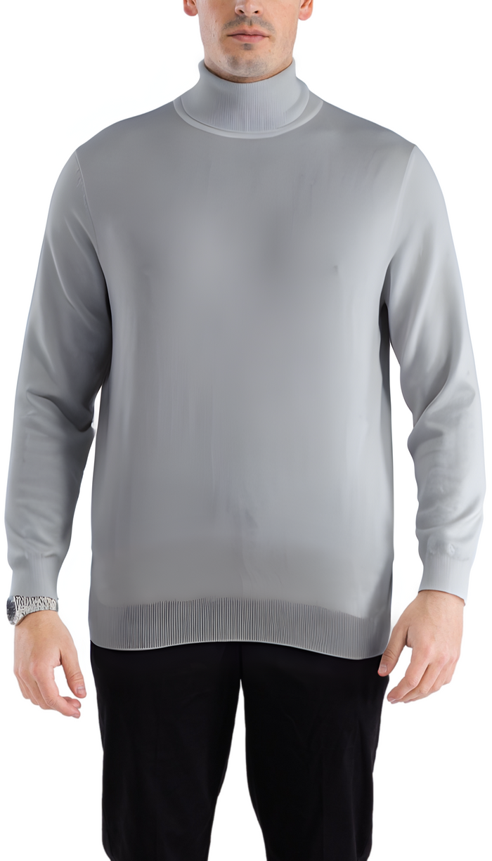 MENS GREY PULLOVER TURTLENECK SWEATER