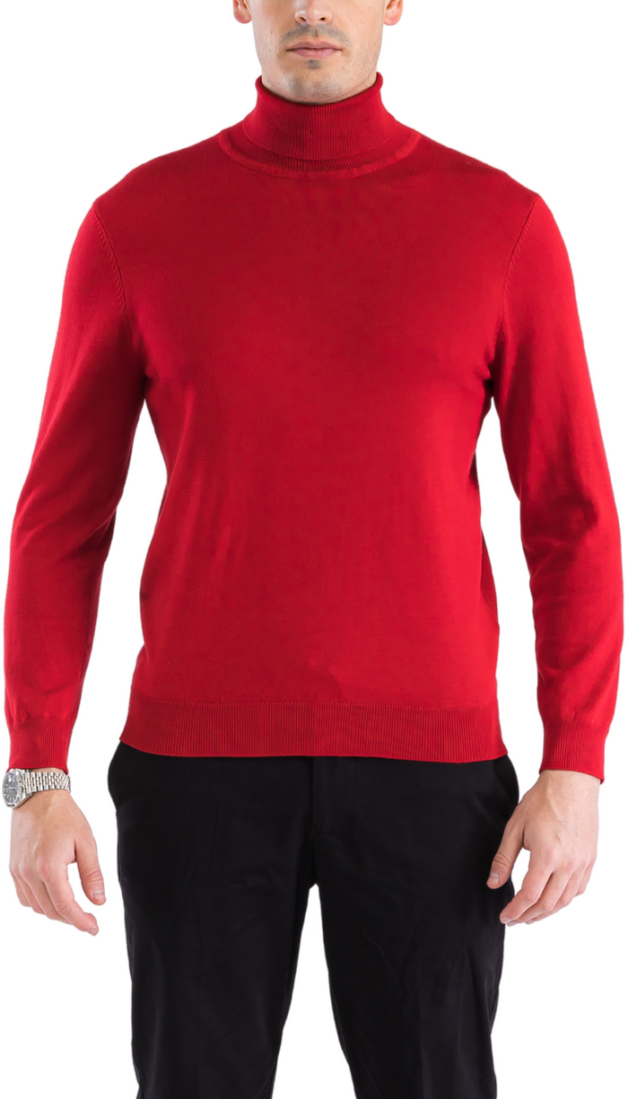 MENS RED PULLOVER TURTLENECK SWEATER