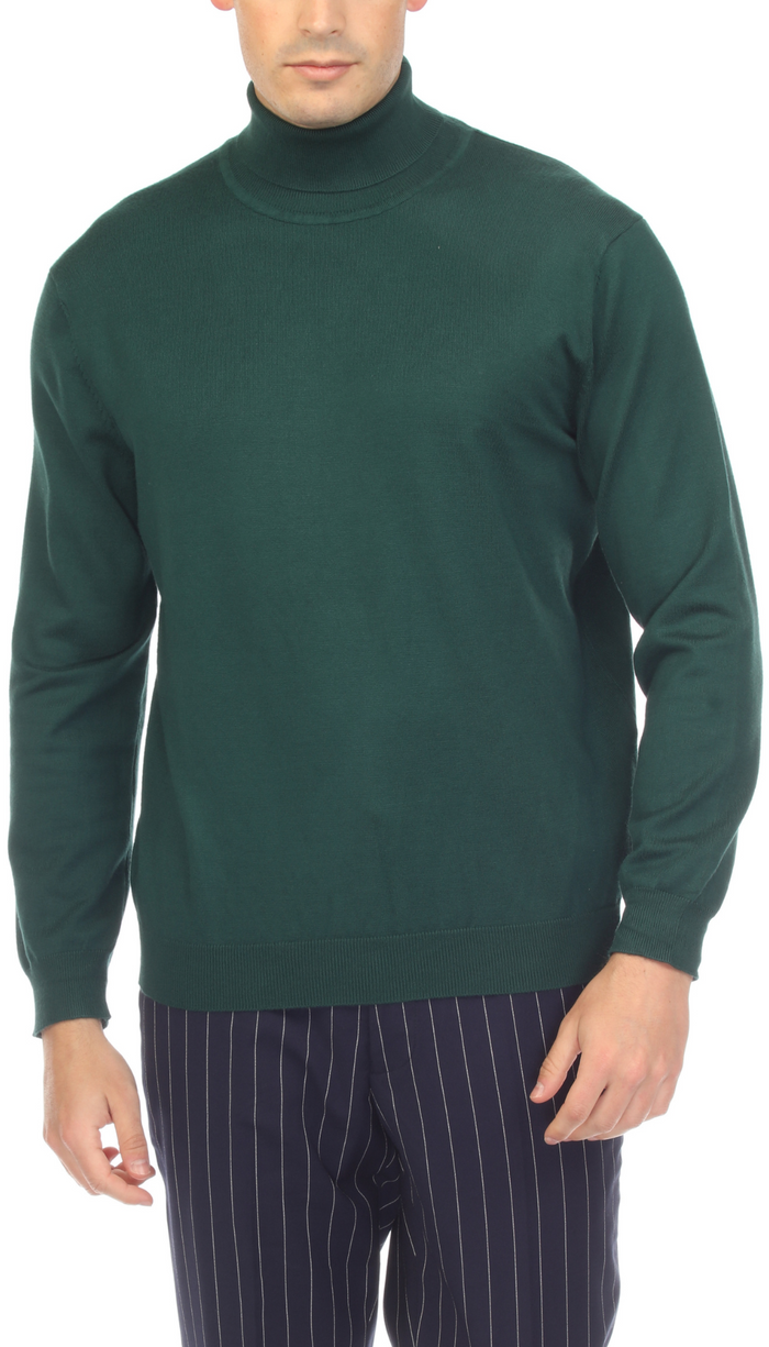 MENS HUNTER GREEN PULLOVER TURTLENECK SWEATER