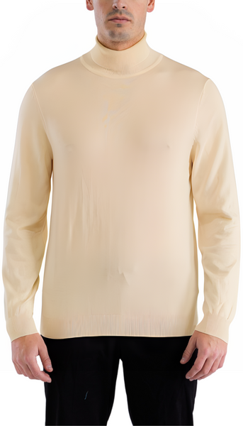 MENS BEIGE PULLOVER TURTLENECK SWEATER