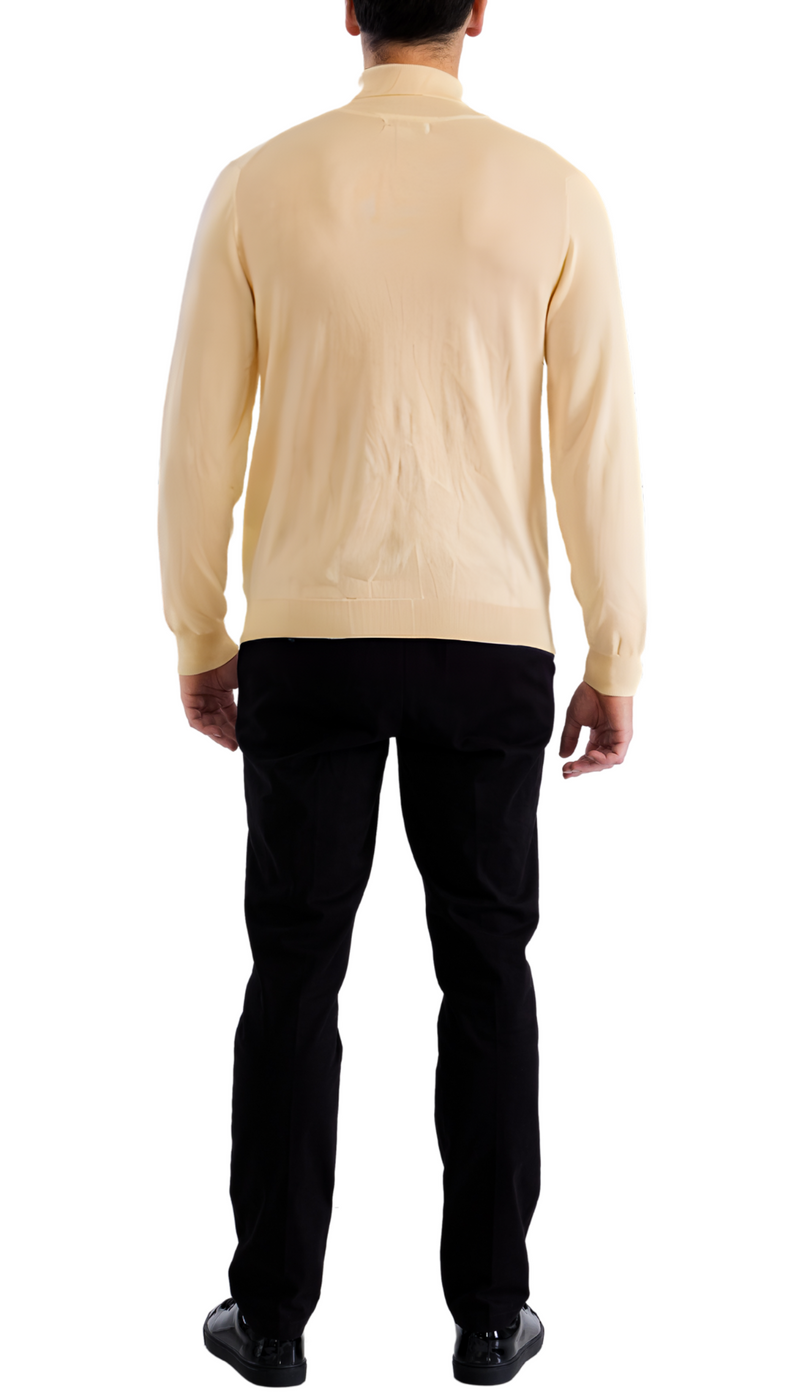 MENS BEIGE PULLOVER TURTLENECK SWEATER