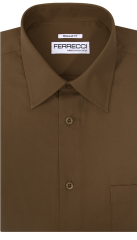 Ferrecci Virgo Brown Regular Fit Dress Shirt