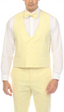 Mens Yellow Grant Double Breasted Seersucker Mens Vest