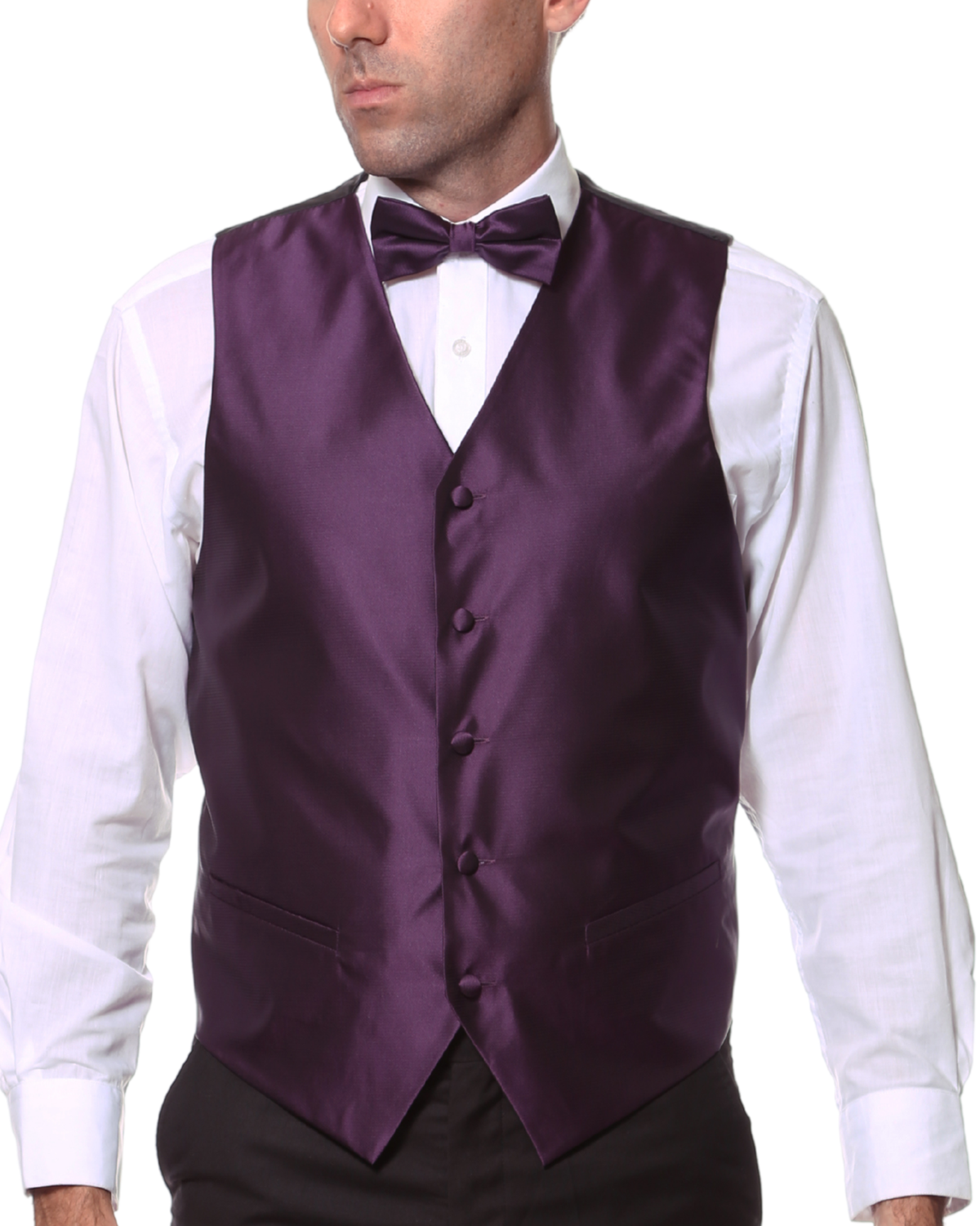 Ferrecci Mens PV450 - Deep Purple with Black Back Adjustable Textured Vest Set