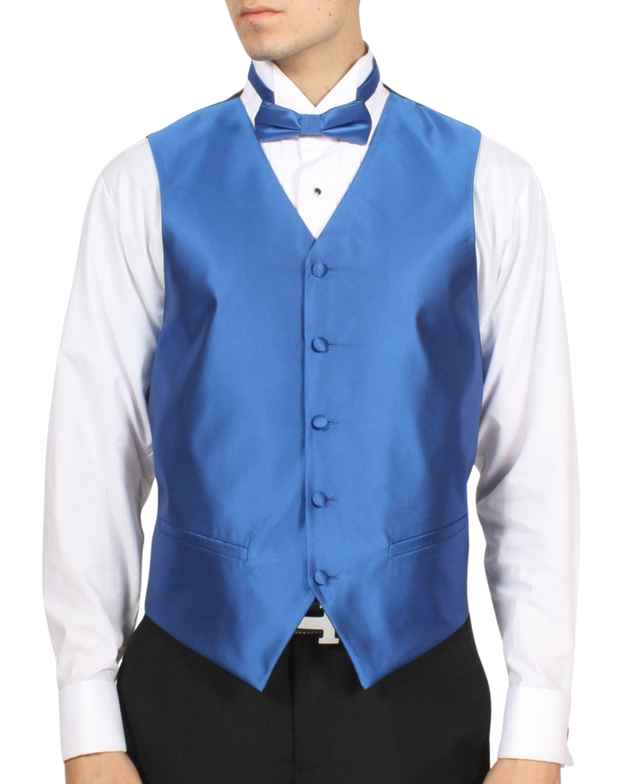 Ferrecci Mens PV450 - Royal Blue with Black Back Adjustable Textured Vest Set