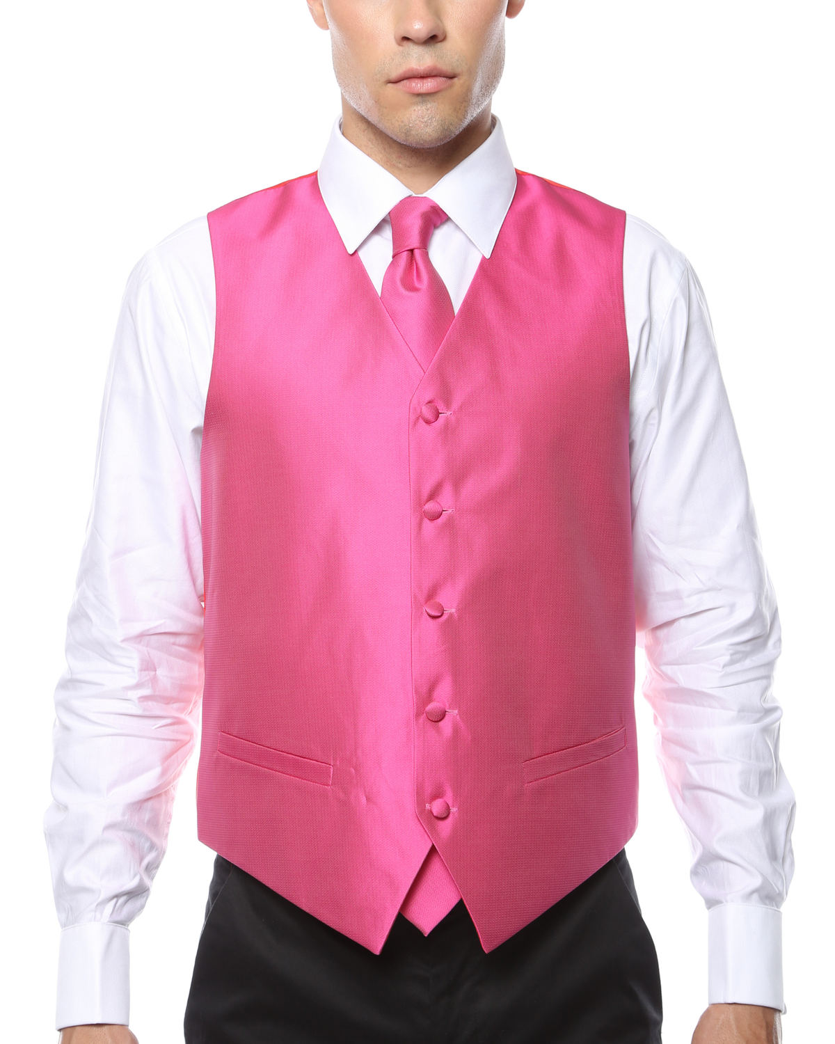 Ferrecci Mens PV450 - Fuchsia with Red Back Adjustable Textured Vest Set