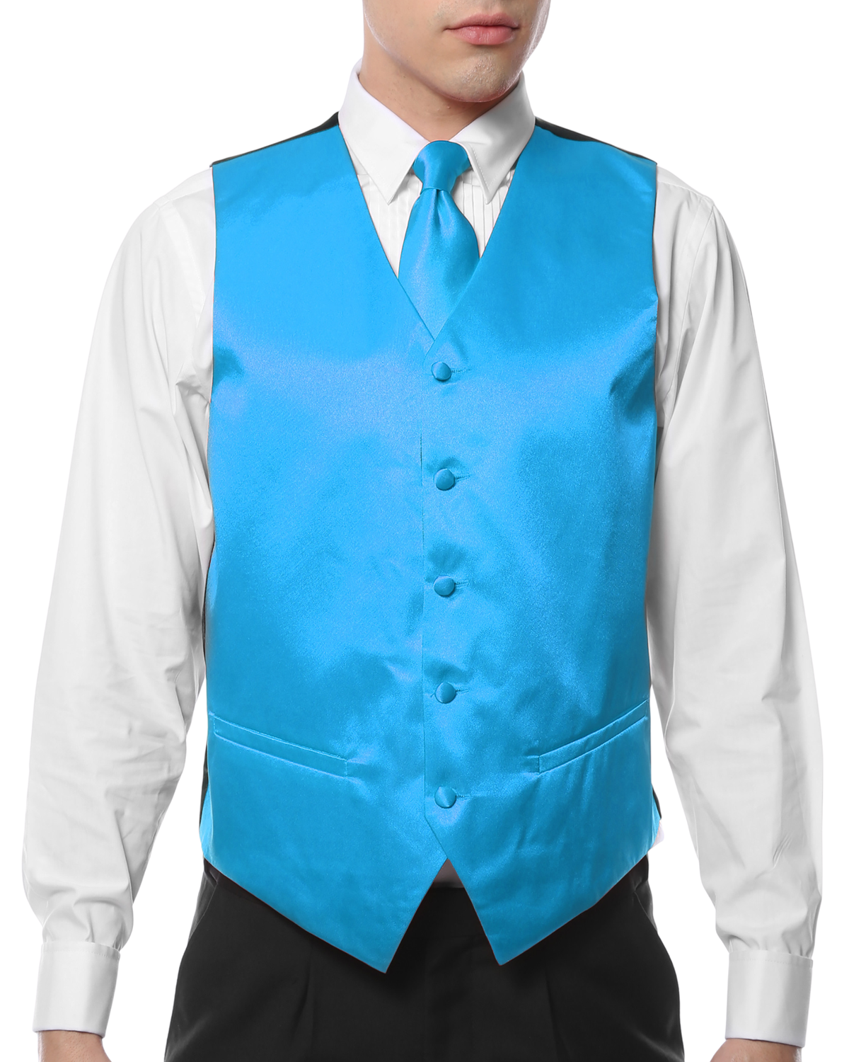 Ferrecci Mens PV600 - Turquoise with Black Back Adjustable Vest Set