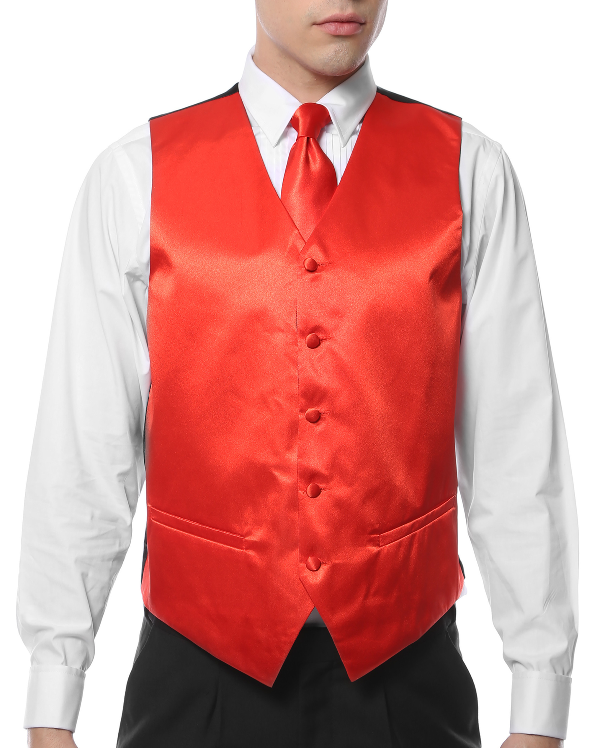 Ferrecci Mens PV600 - Red with Black Back Adjustable Vest Set