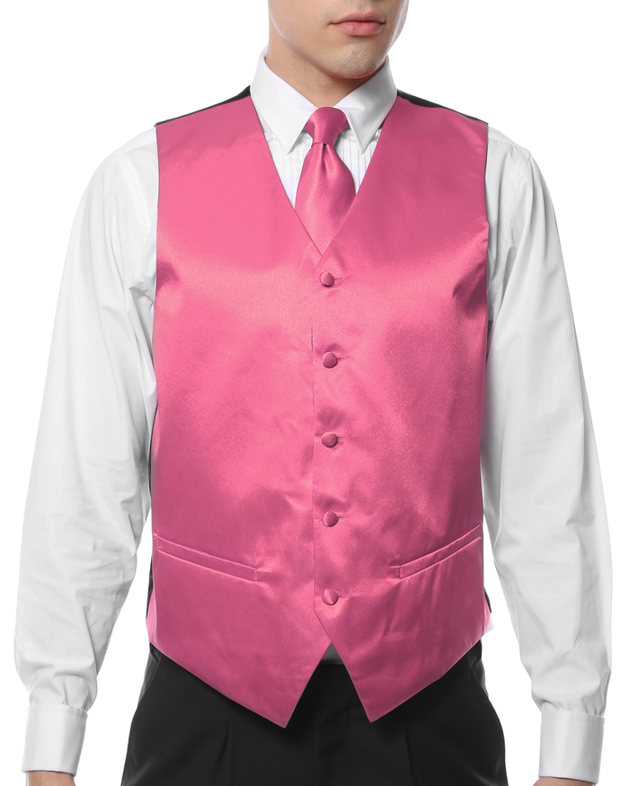 Ferrecci Mens PV600 - Fuschia with Black Back Adjustable Vest Set