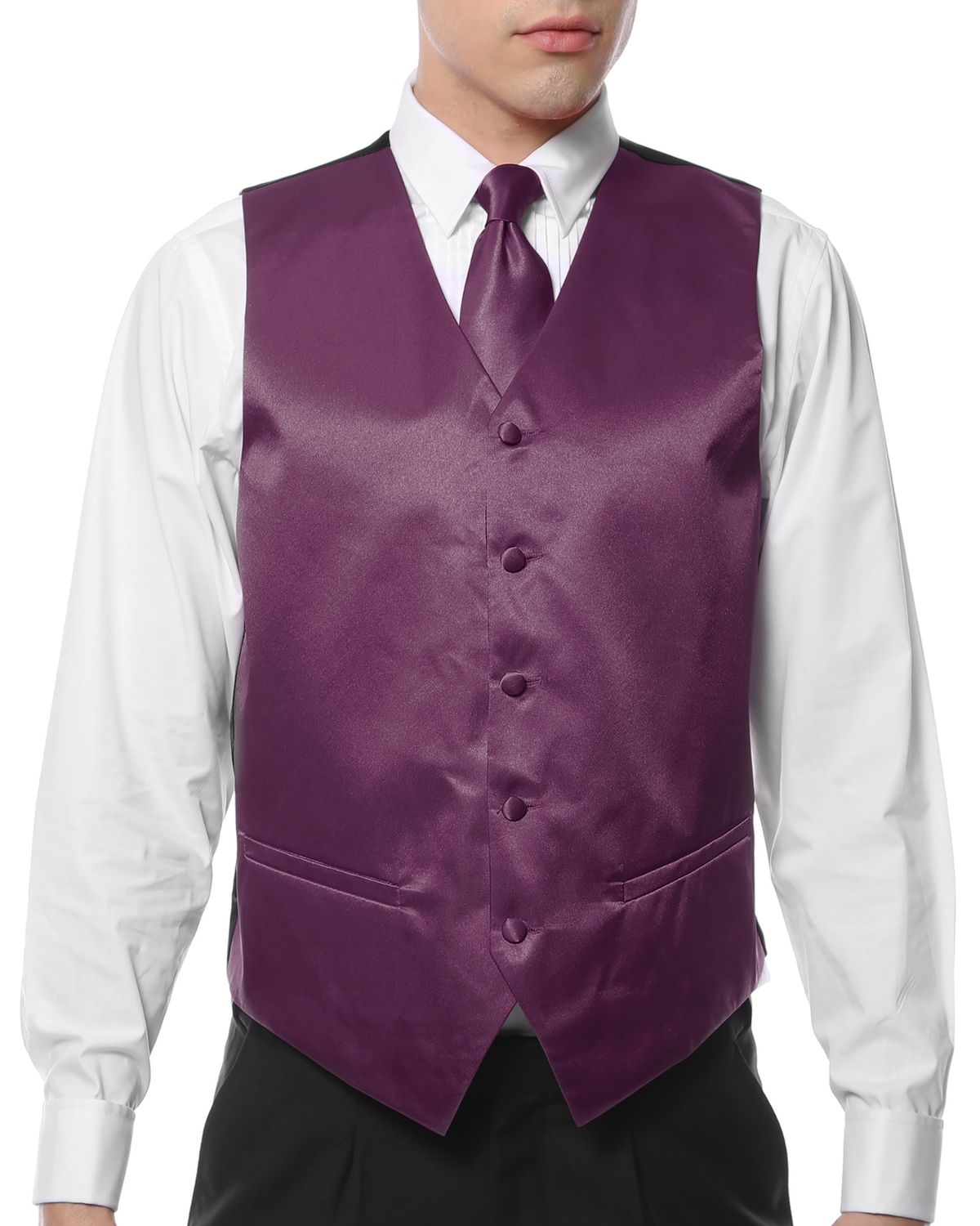 Ferrecci Mens PV600 - Wine with Black Back Adjustable Vest Set