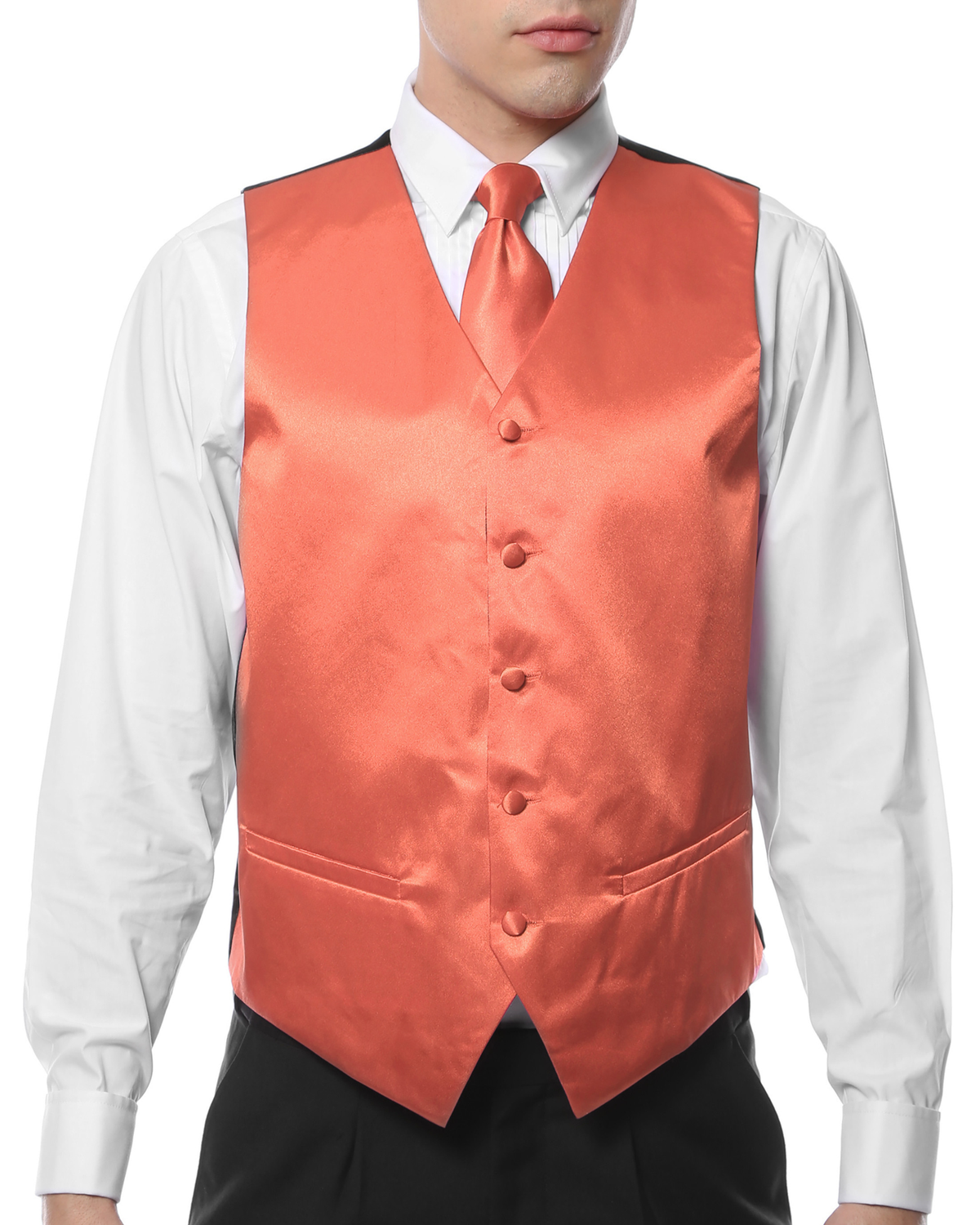 Ferrecci Mens PV600 - Peach with Black Back Adjustable Vest Set