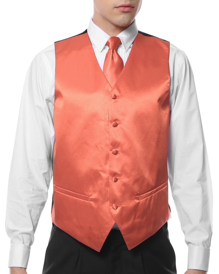 Ferrecci Mens PV600 - Peach with Black Back Adjustable Vest Set