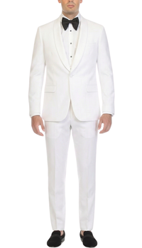Ferrecci Men's Reno White Slim Fit Shawl Lapel 2 Piece Tuxedo Suit Set