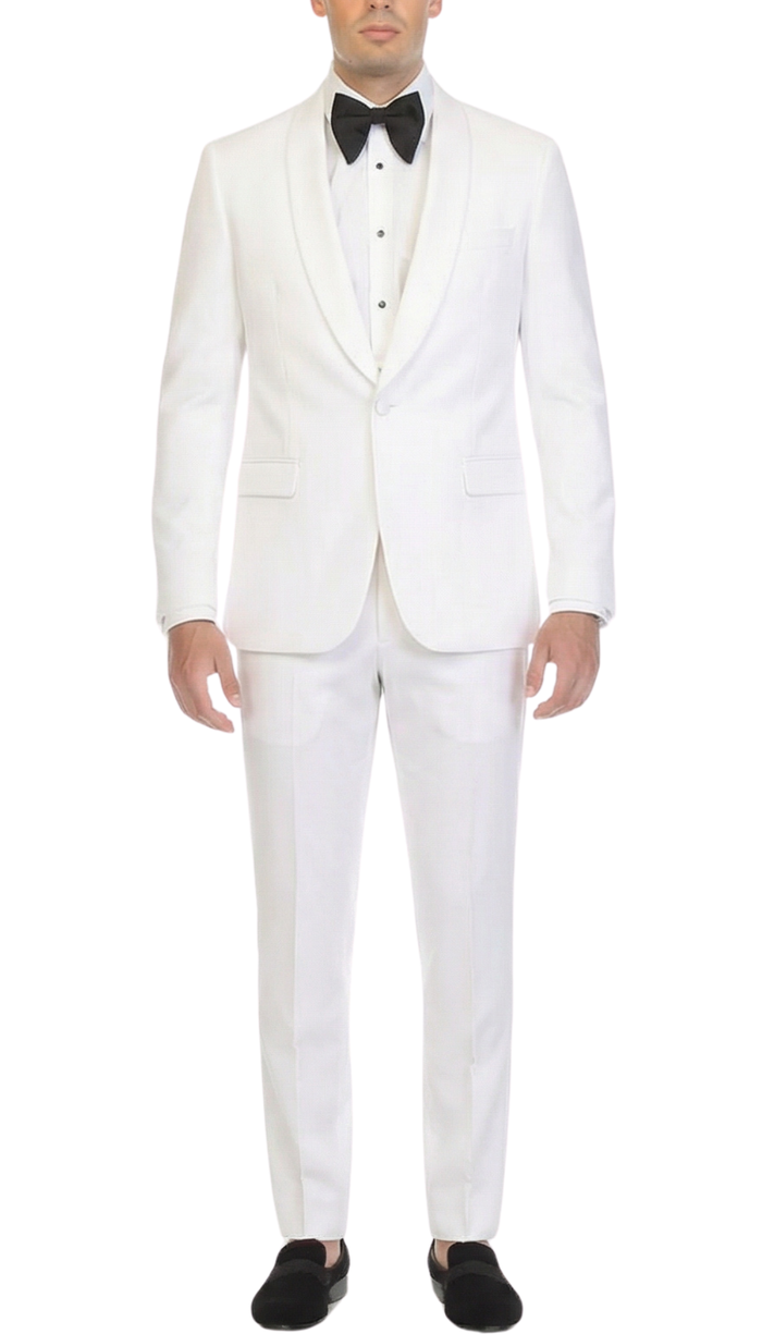 Ferrecci Men's Reno White Slim Fit Shawl Lapel 2 Piece Tuxedo Suit Set