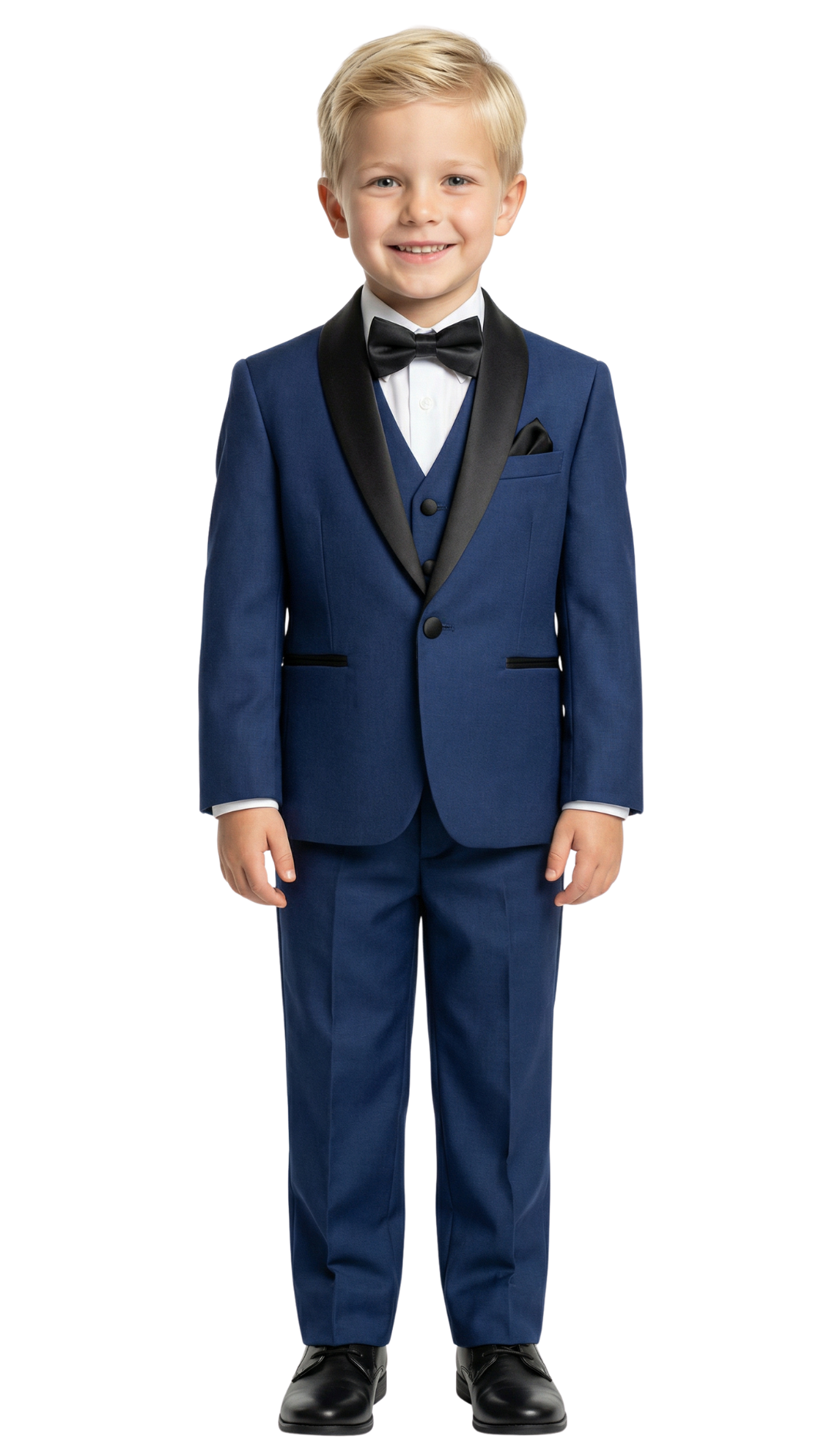 Ultimate Elegance: Boys Navy Shawl Collar Tuxedo for Dapper Occasions