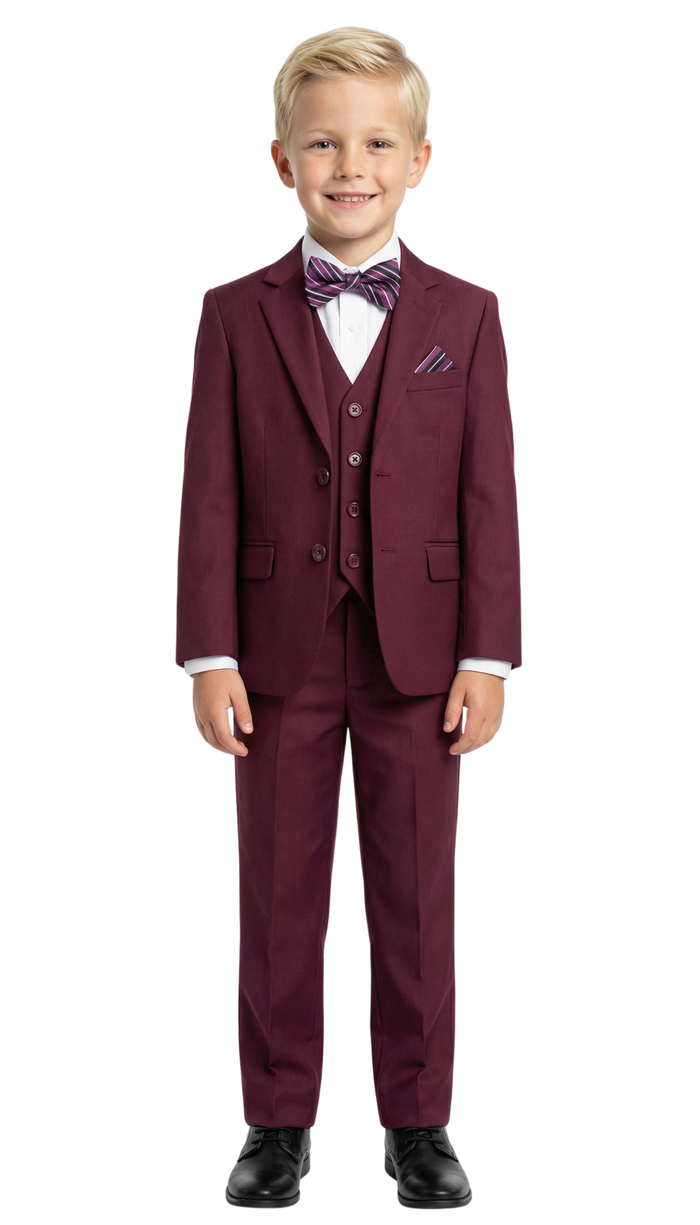Ferrecci Boys JAX JR 5pc Suit Set Burgundy