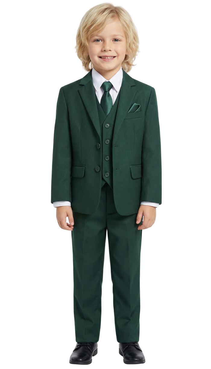 Ferrecci Boys Hunter Green Emerald  JAX JR 5pc Suit Set
