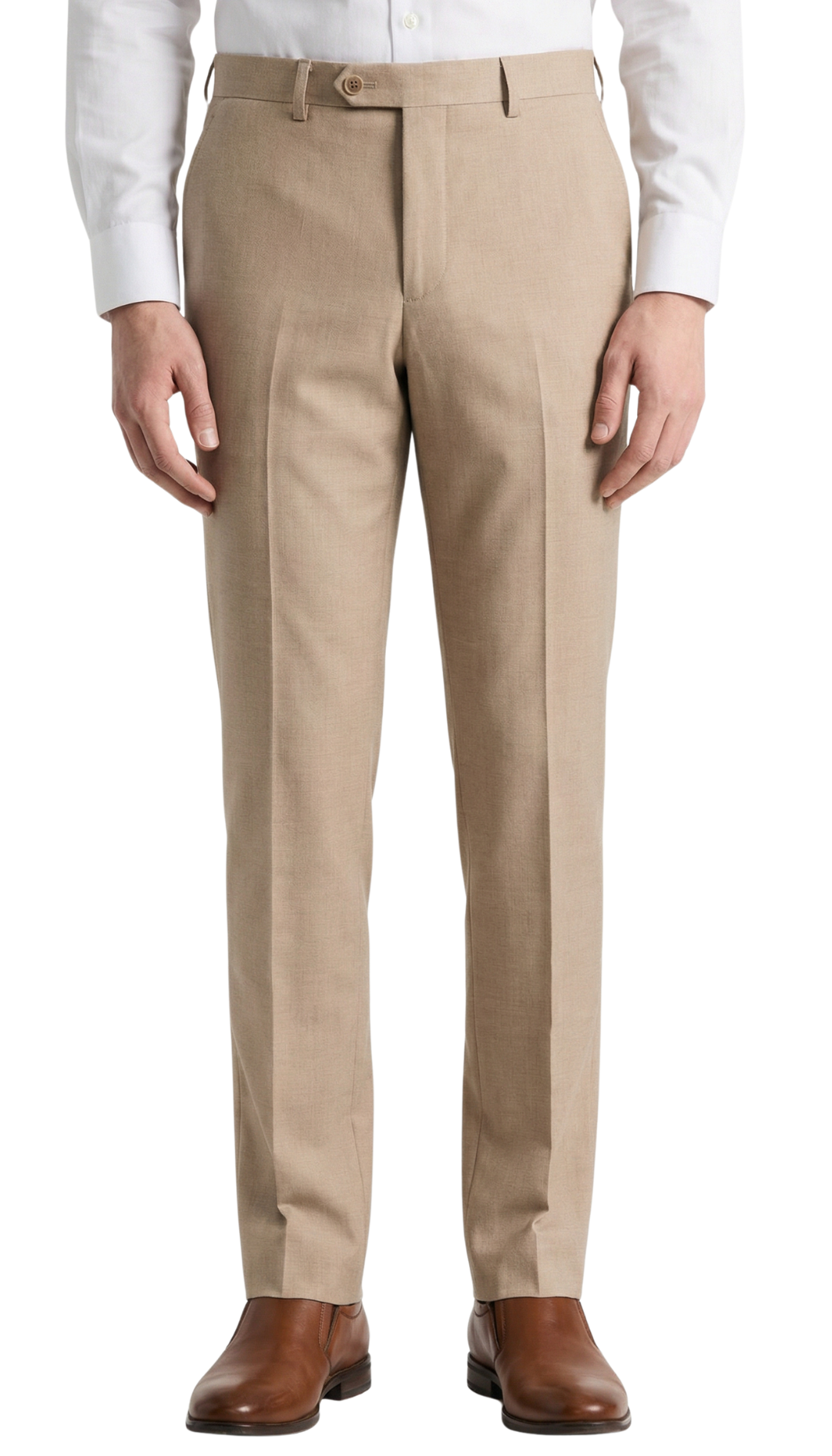 JAX MENS TAN 2 BUTTON NOTCH LAPEL PICK STITCHING 3 PC SLIM FIT SUIT