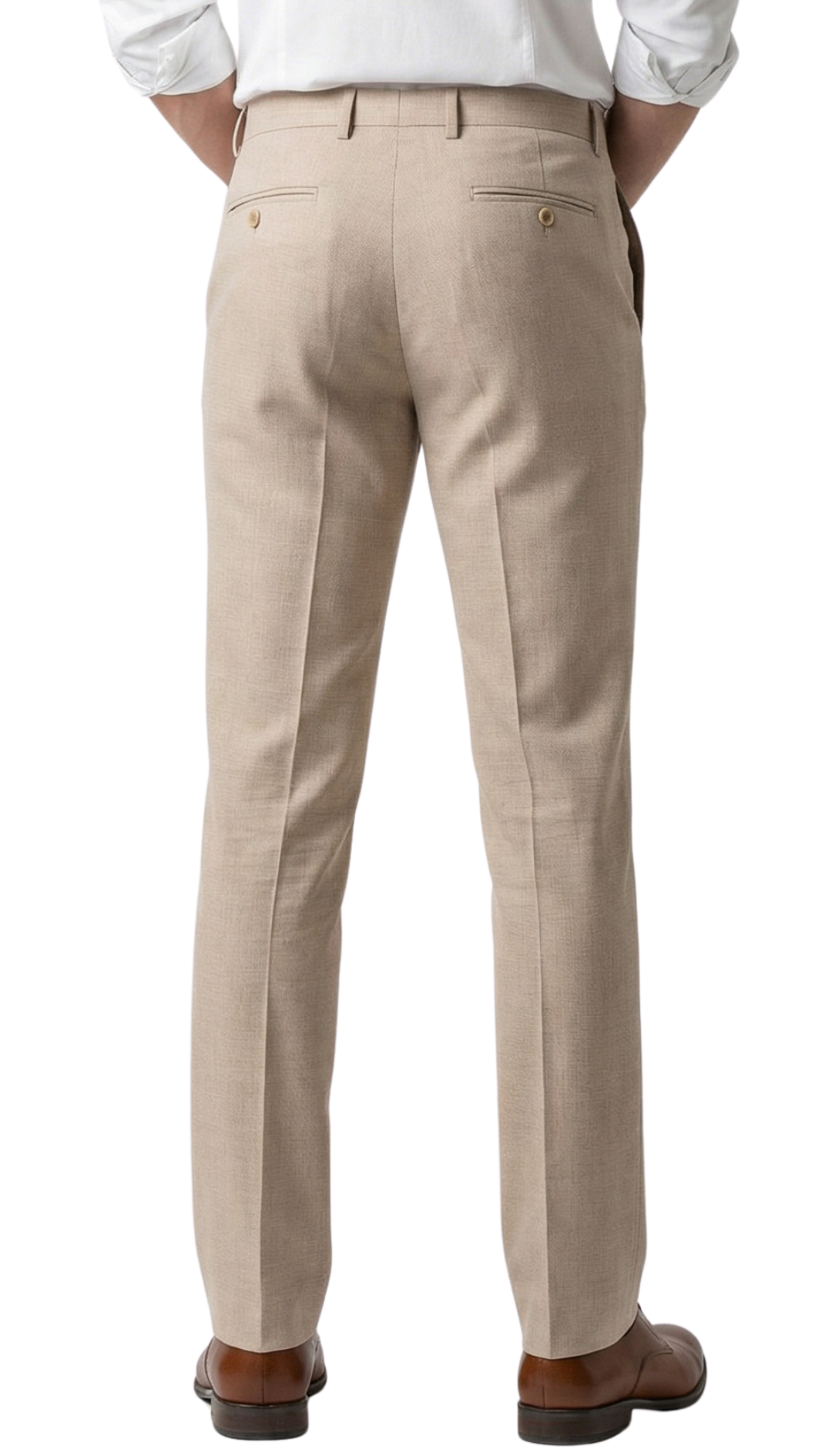 JAX MENS TAN 2 BUTTON NOTCH LAPEL PICK STITCHING 3 PC SLIM FIT SUIT